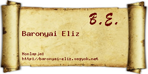 Baronyai Eliz névjegykártya
